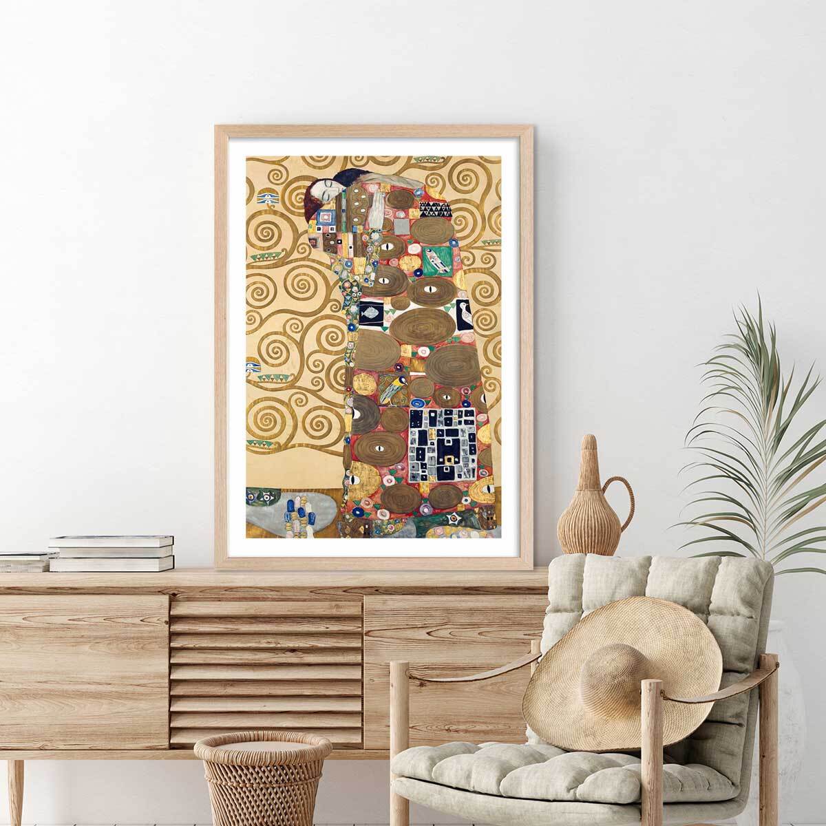 Affiche Accomplissement - Peinture de Gustav Klimt Affiche + cadre en bois - Chêne