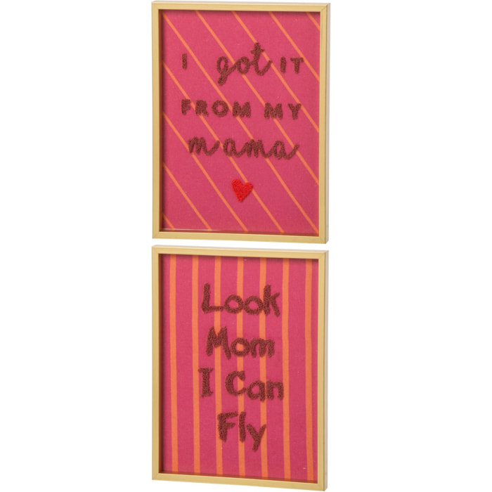 J-Line tableaux citations Mama - MDF - multicolore - assortiment de 2