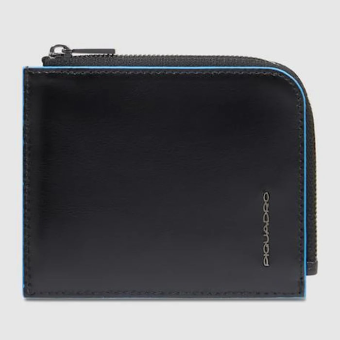 Piquadro Portafogli portacarte di credito in pelle con porta monete, schermato con protezione RFID