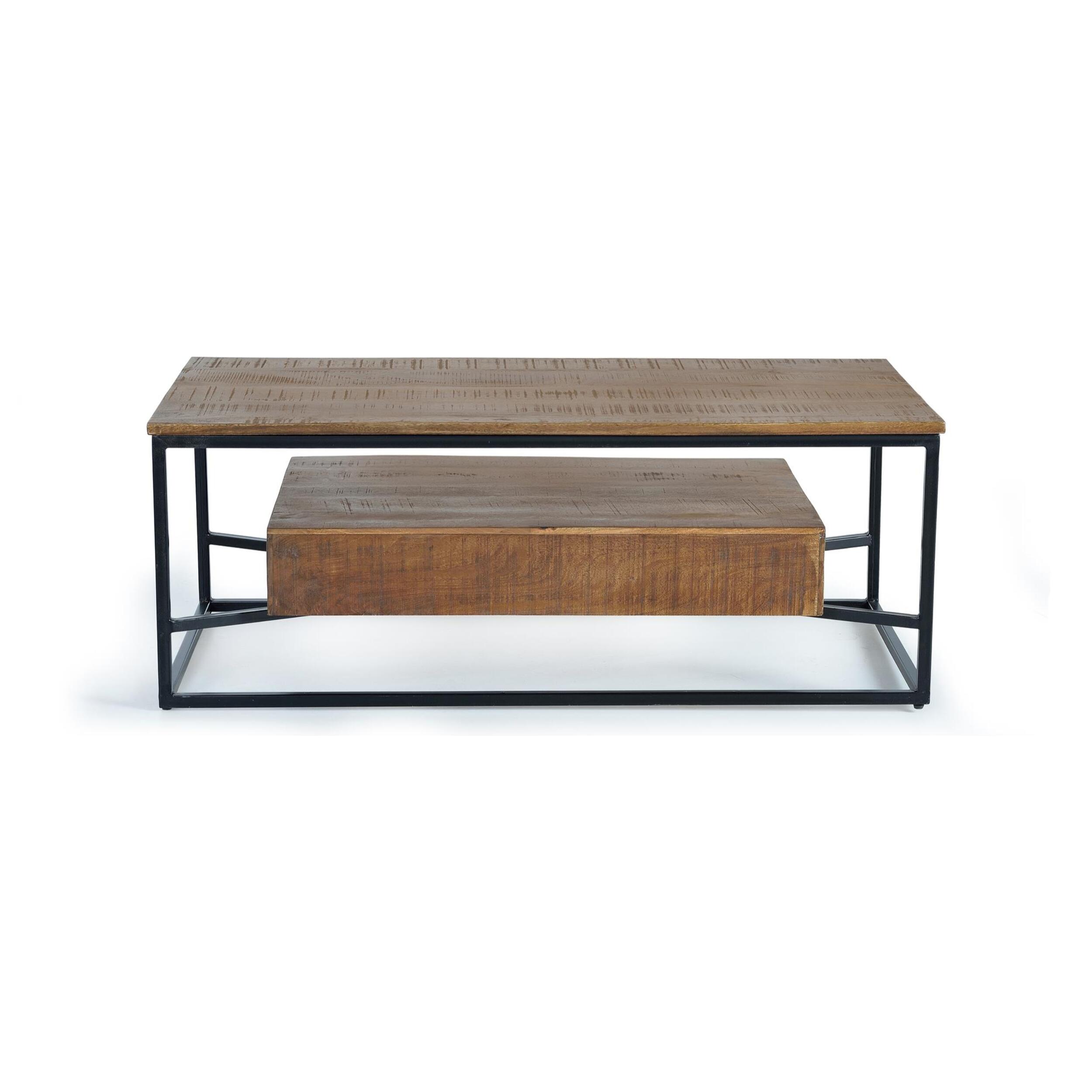 Mesa de centro - madera de mango y metal - 45x120x60cm