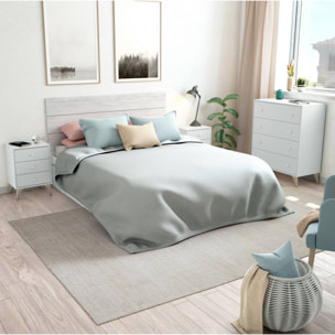 Testiera letto Wallis, Spalliera, Testata per camera da letto, Poggiatesta, 160x3 h60 cm, Bianco e Bianco anticato