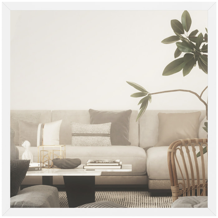 Miroir mural carré dim. 50L x 50H cm cadre bois blanc