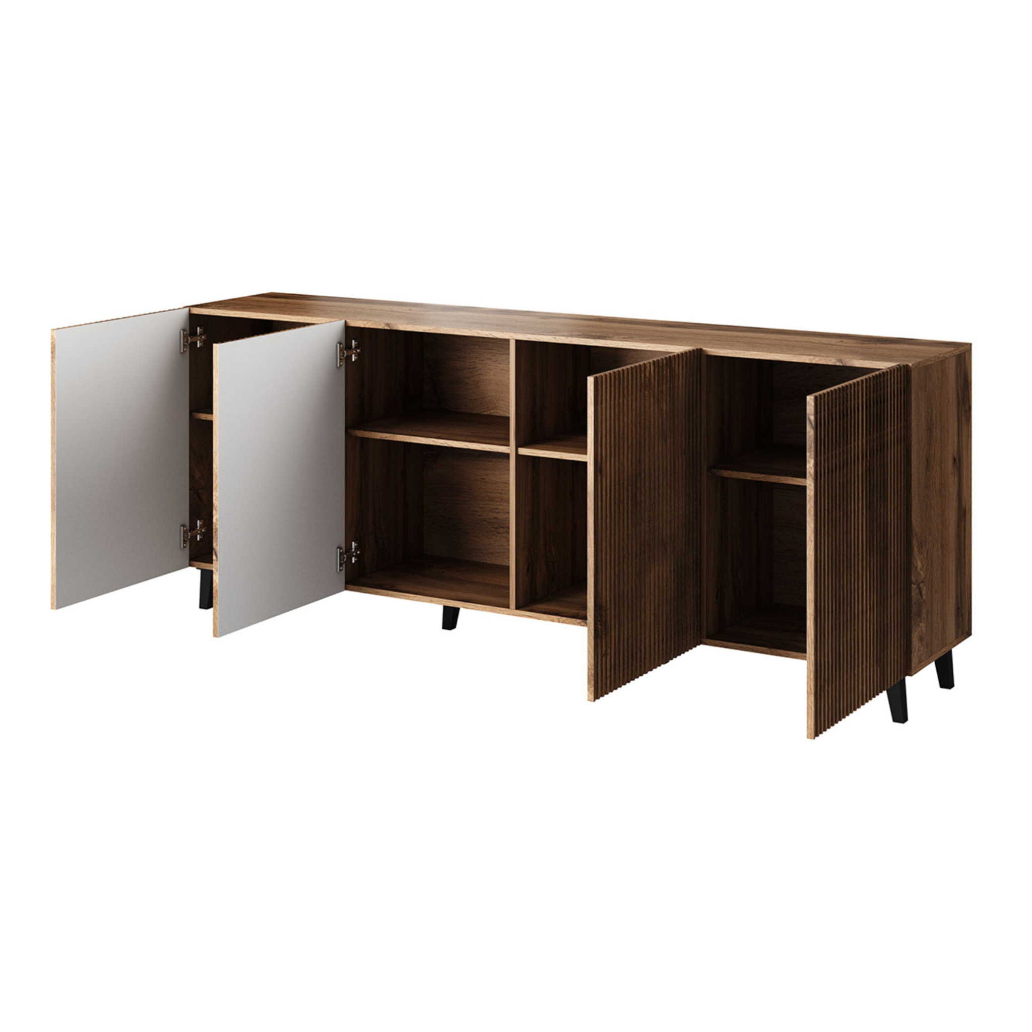 Come - buffet bas - effet bois - 4 portes - 200 cm - Bois