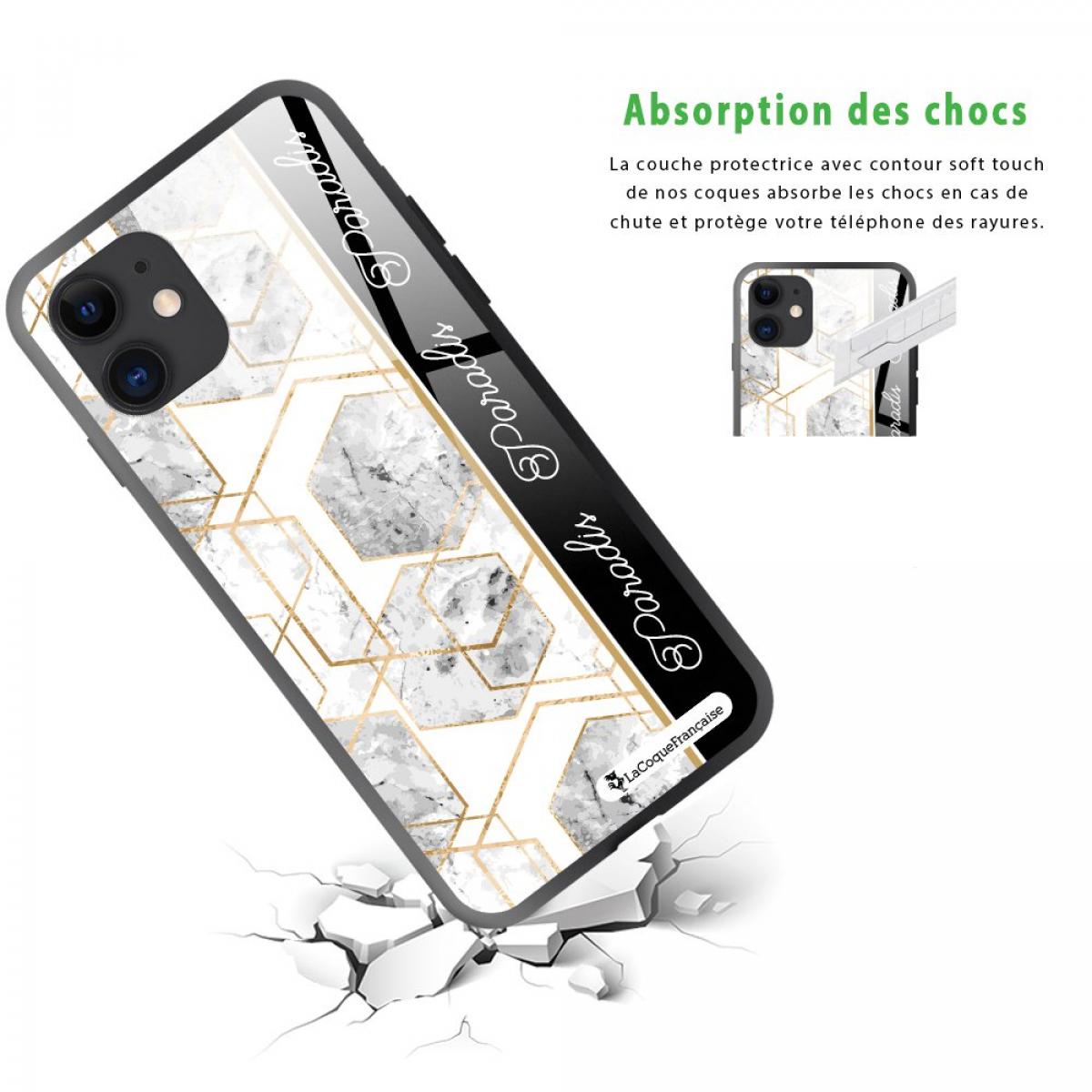 Coque iPhone 11 Coque Soft Touch Glossy Marbre Noir Paradis Design La Coque Francaise