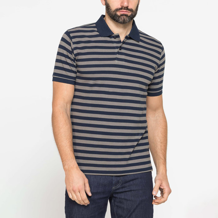 POLO A RIGHE DA UOMO IN PIQUET DI COTONE
