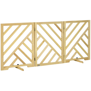 Barrera de Seguridad Plegable para Perros de 3 Paneles 181x35x76 cm Natural