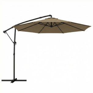 Parasol déporté pivotant inclinable 3 x 3 m métal polyester kaki