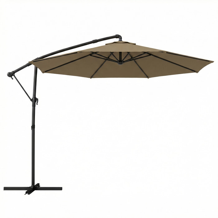 Parasol déporté pivotant inclinable 3 x 3 m métal polyester kaki