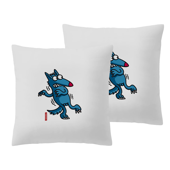 2 Fundas de almohada 65x65 cm Kukuxumusu Lobo - 100% algodón -