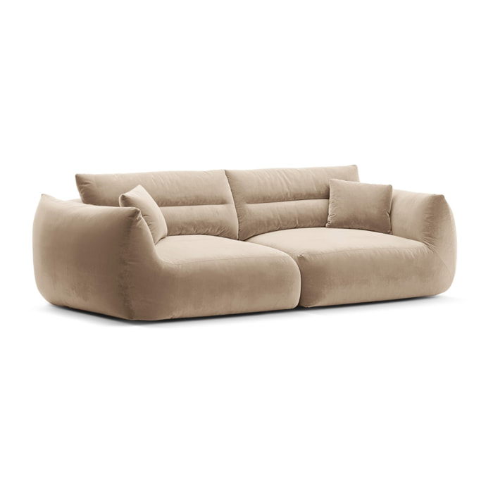 Canapé modulable "Maurie" 4 places en velours beige amande