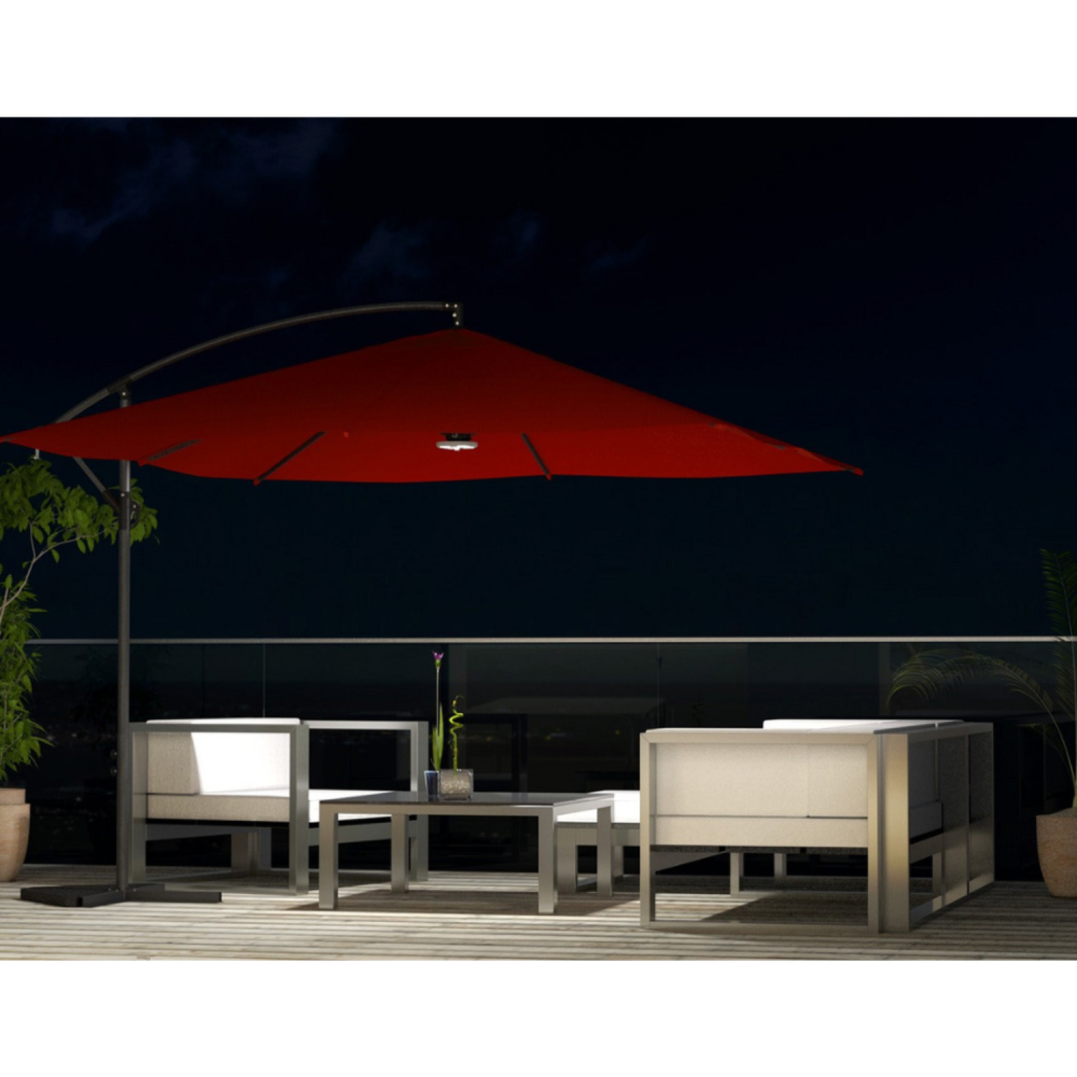Parasol LED déporté carré 3x3m terracotta DAVAGNA