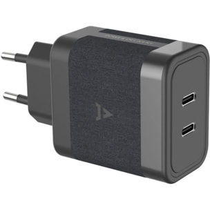 Chargeur ordinateur portable ADEQWAT 65W charge rapide 2 USB-C - Noir