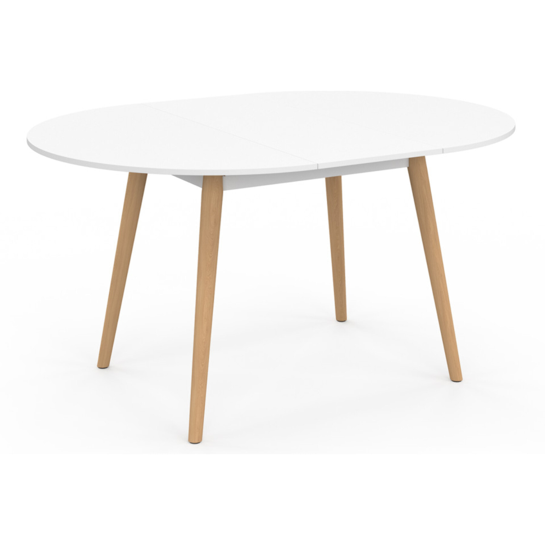 Table à manger ronde extensible Stacy bois et blanc Ø110-150cm