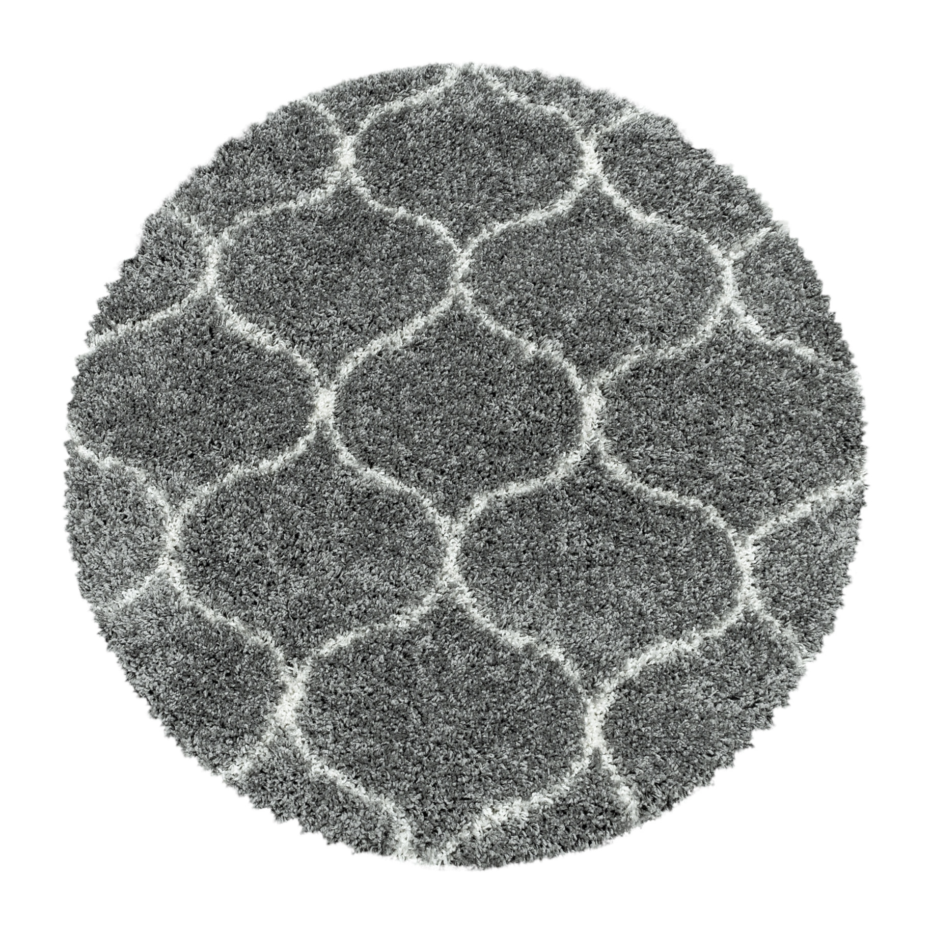 SALSA - Tapis shaggy rond à poils long berbère gris - SAL3201GRI