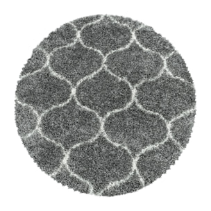 SALSA - Tapis shaggy rond à poils long berbère gris - SAL3201GRI