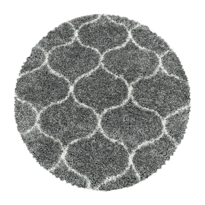 SALSA - Tapis shaggy rond à poils long berbère gris - SAL3201GRI