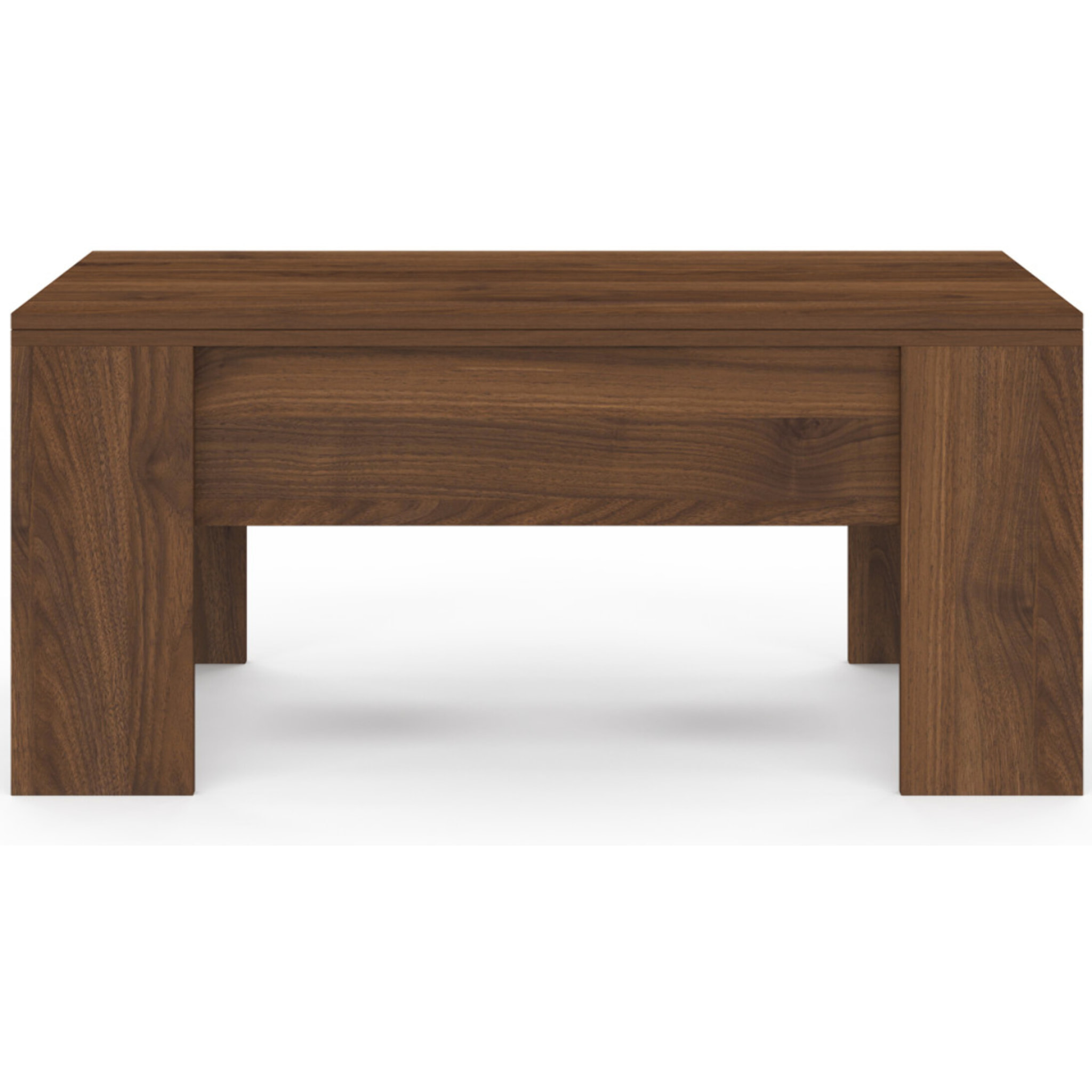 Table basse relevable et dépliante effet noyer