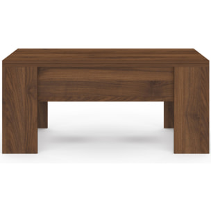 Table basse relevable et dépliante effet noyer