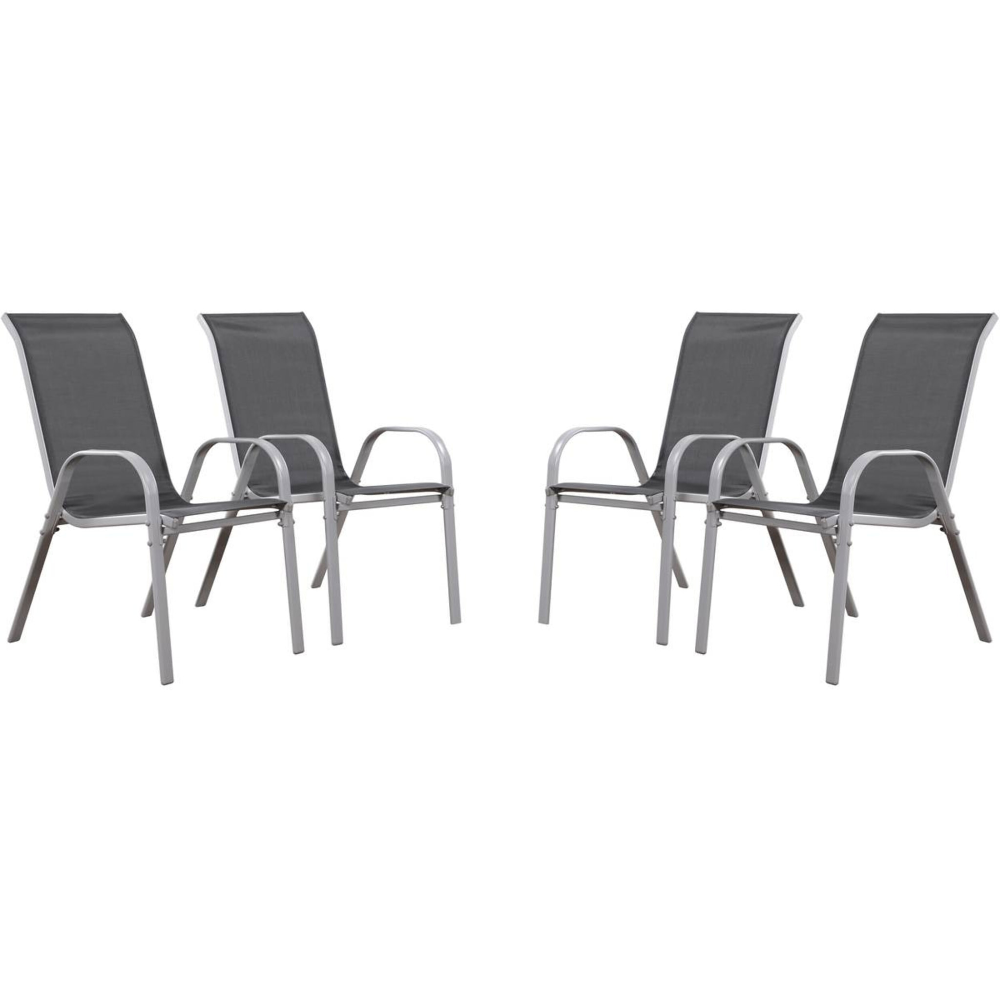 Fauteuil jardin Textilène "Cordoba" - Phoenix - Gris foncé/Argenté - Lot de 4