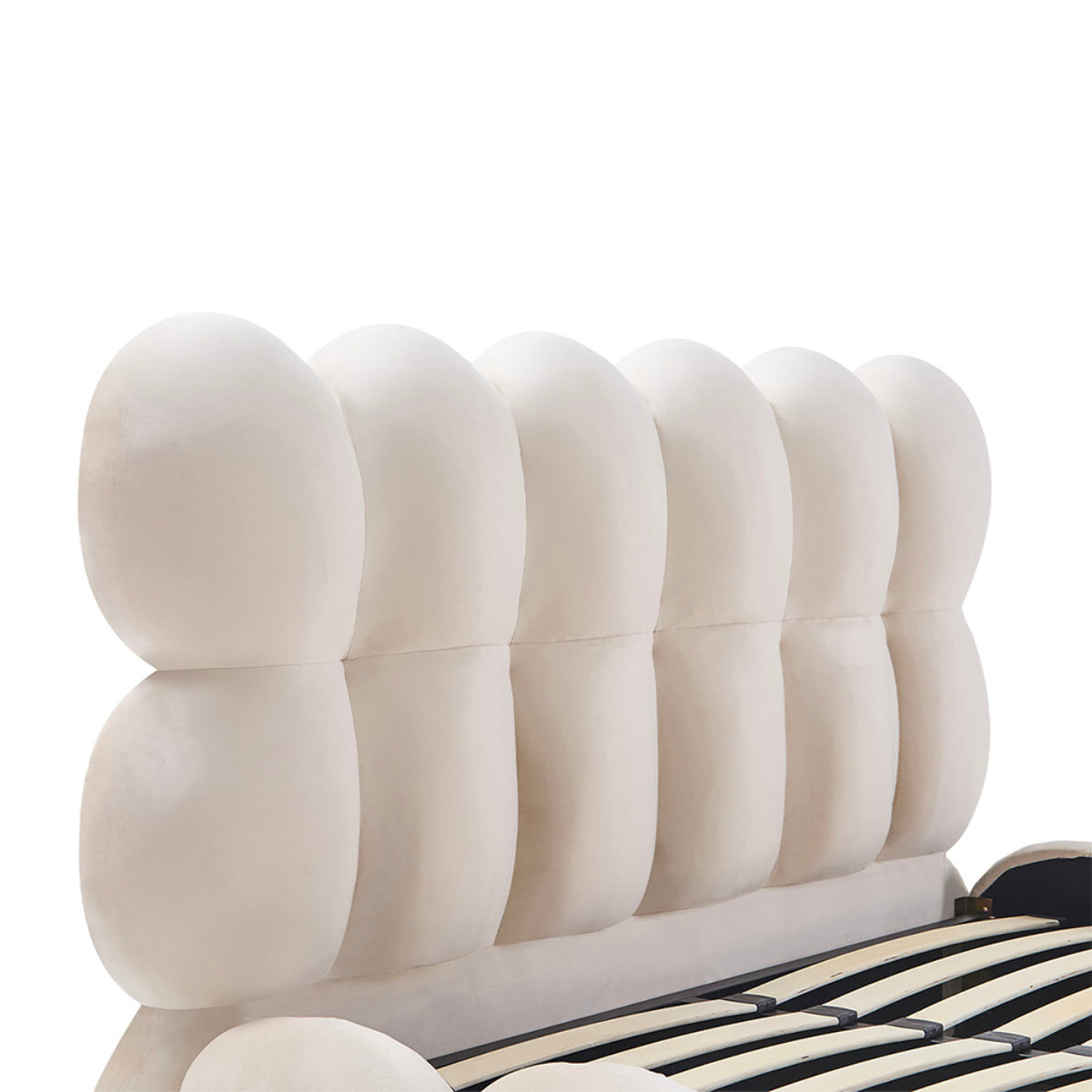 Lit coffre velours beige 2 places