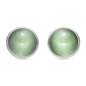 Pendientes con Ojo de Gato Verde acabado plata