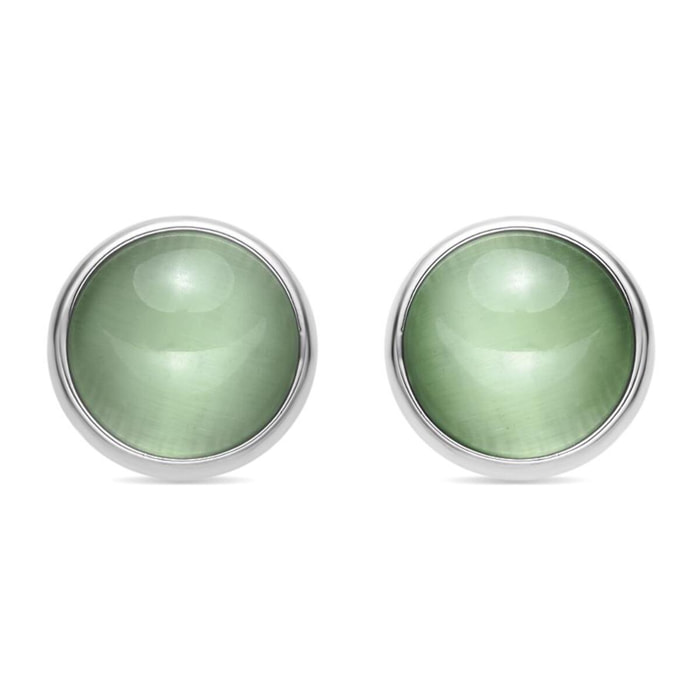 Pendientes con Ojo de Gato Verde acabado plata