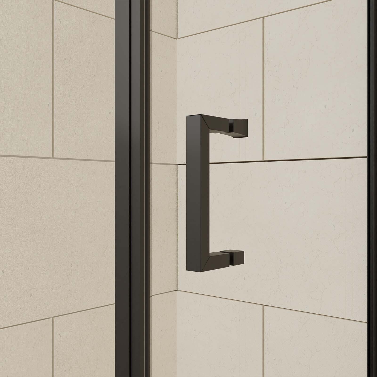 Porte de douche + Retour 120x80x200 cm - Verre 6 mm - Profilé Noir - CRUSH