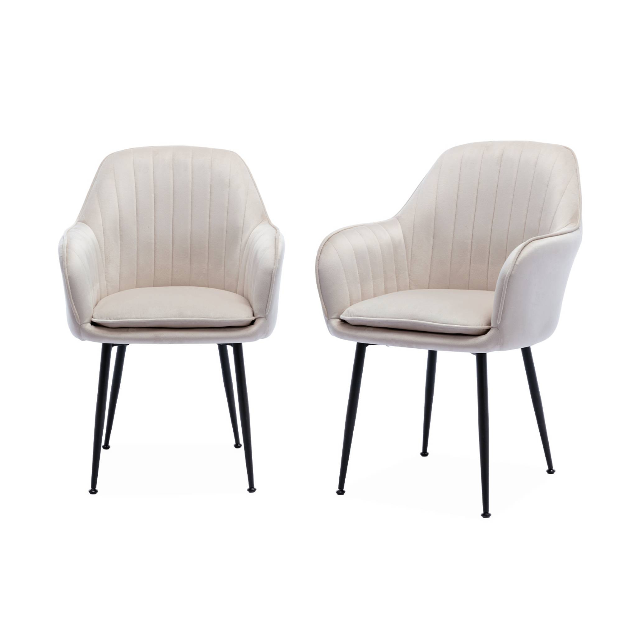 Fauteuil velours et pieds métal (lot de 2) SHELLA