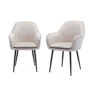Fauteuil velours et pieds métal (lot de 2) SHELLA