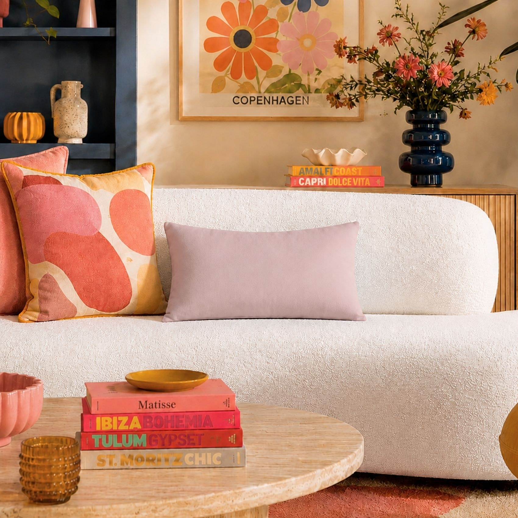 Coussin non déhoussable en coton uni - Vieux rose