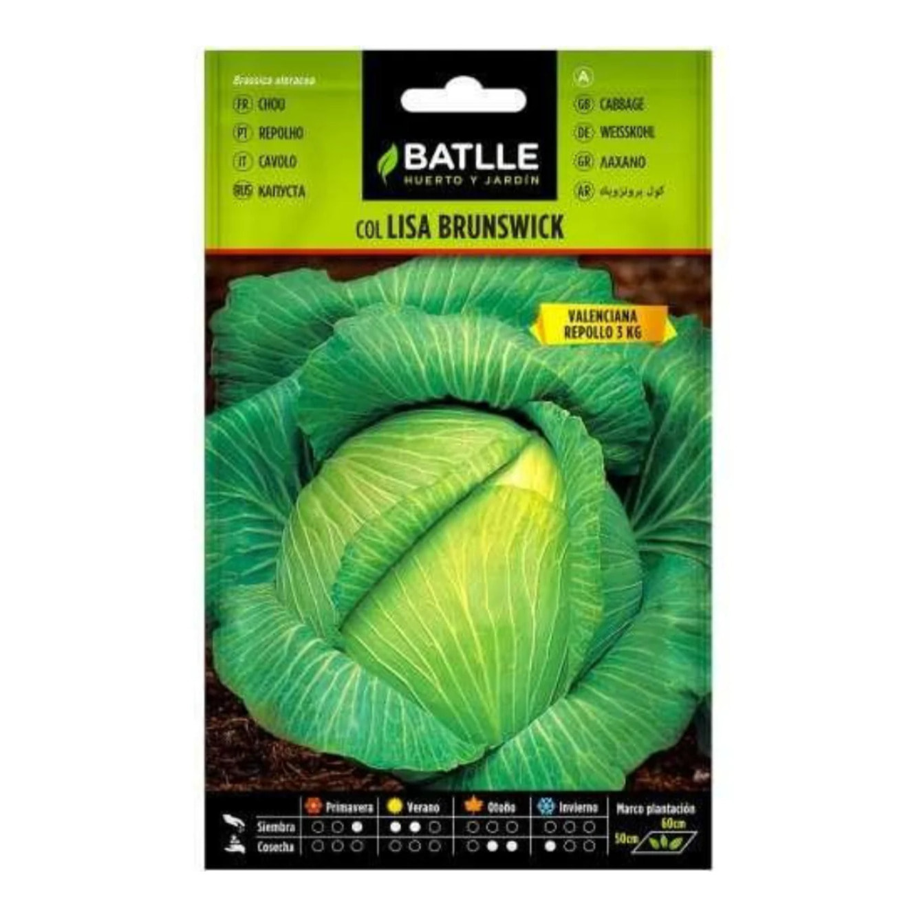 Semillas de Col repollo Brunswick (Valenciana) Batlle