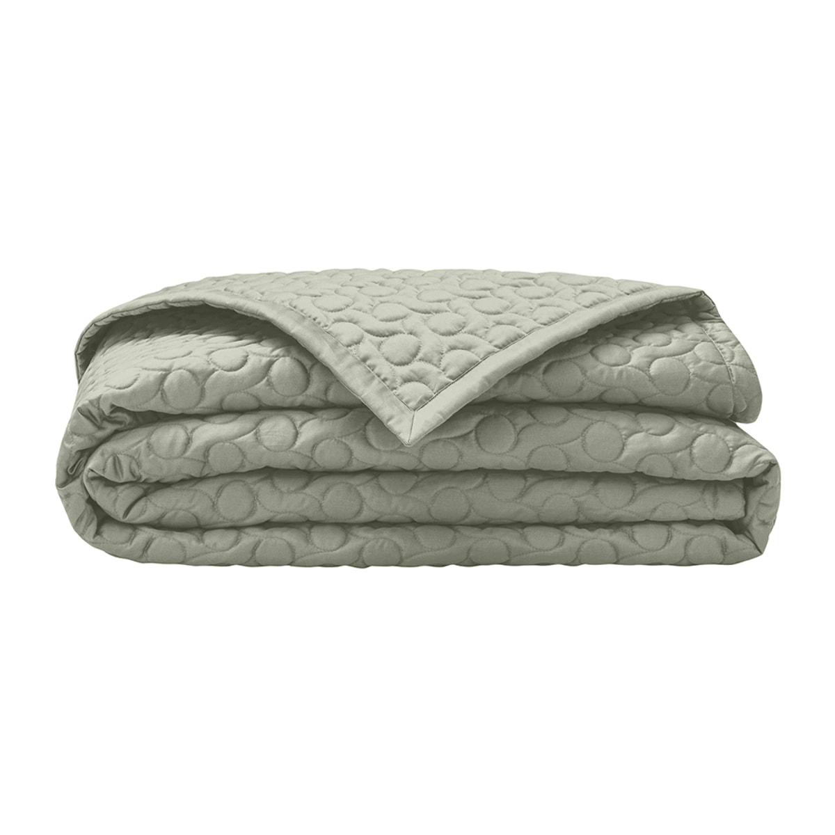 Couvre-lit matelassé uni en satin de coton bio, POESIE, Vert tilleul