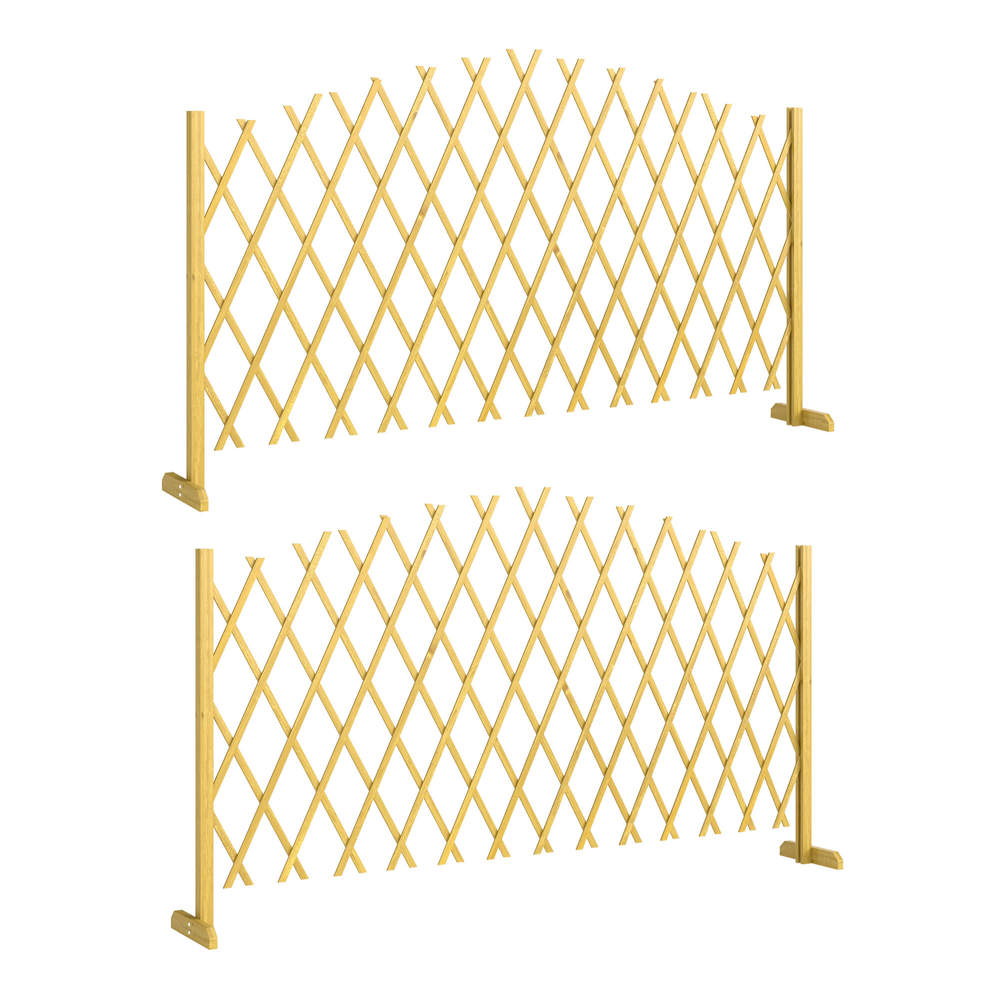 Set de 2 Paneles de Vallas de Jardín Exterior de Madera, Puertas de Jardín Exterior Extensibles, Vallas de Jardín para Decoración Terraza, Patio, 180x30x103 cm, Natural