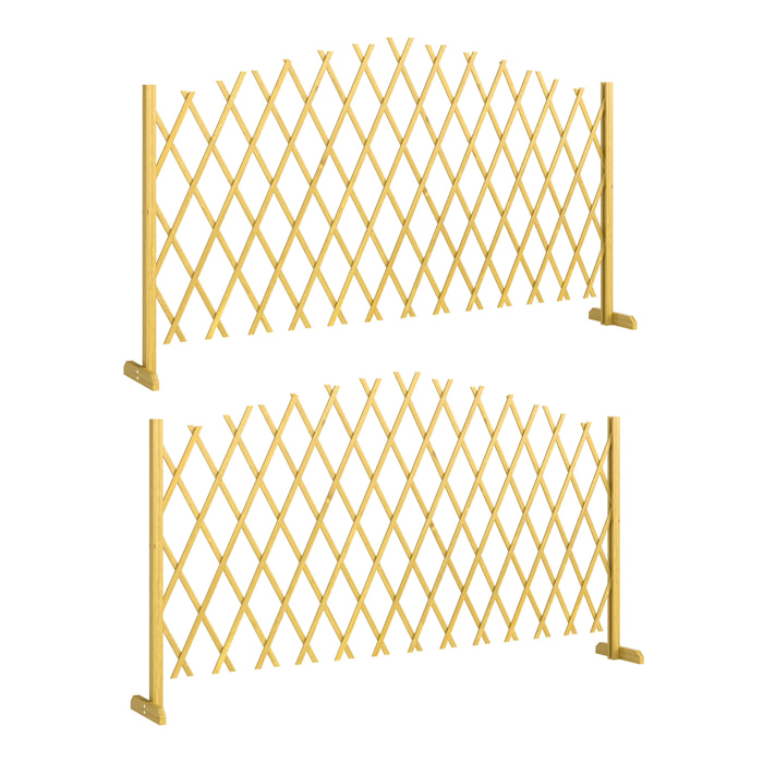 Set de 2 Paneles de Vallas de Jardín Exterior de Madera, Puertas de Jardín Exterior Extensibles, Vallas de Jardín para Decoración Terraza, Patio, 180x30x103 cm, Natural