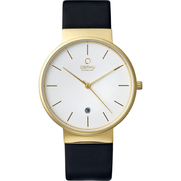 Orologio OBAKU argento-pelle nero