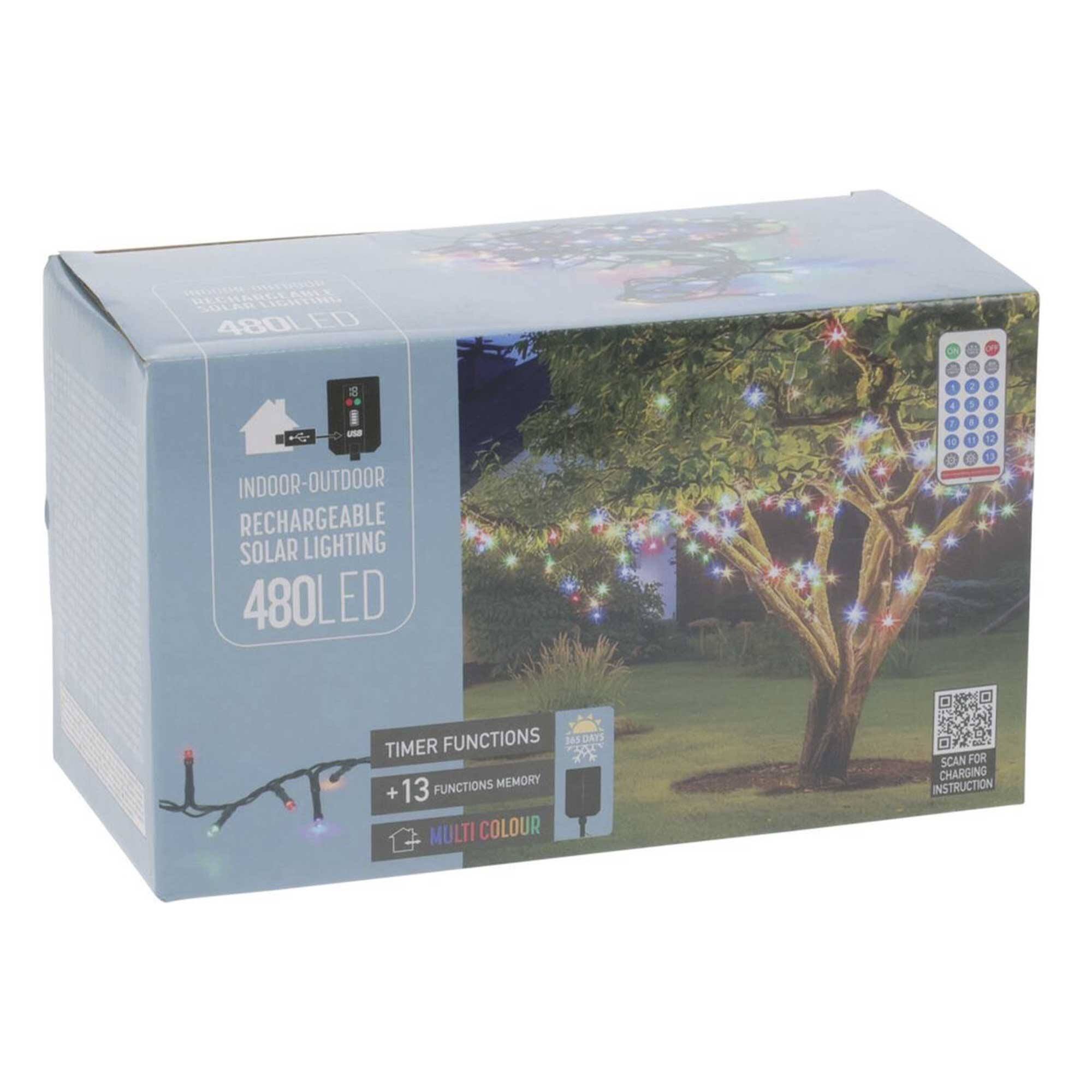 cadena de luces led solar recargable multicolor con control remoto