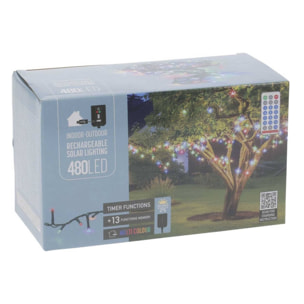 cadena de luces led solar recargable multicolor con control remoto