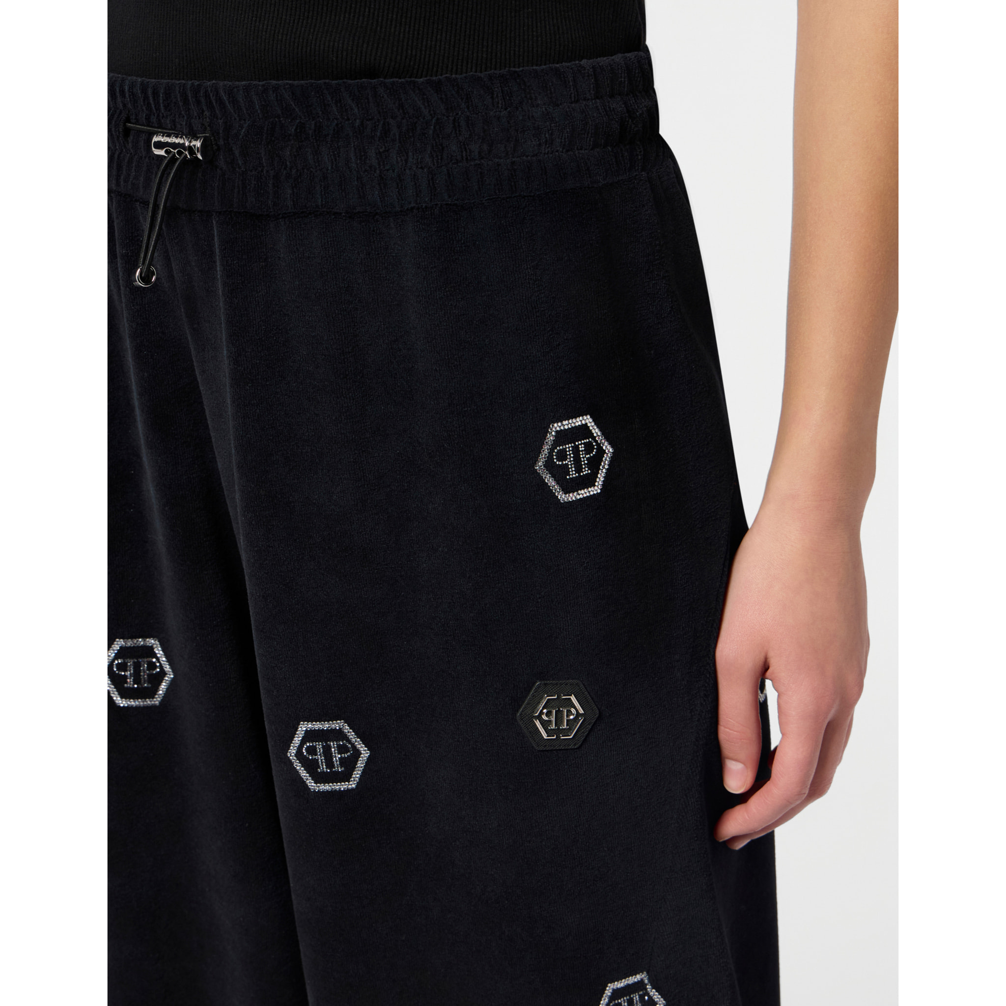 PHILIPP PLEIN Chenille Skater Fit Tracksuit Pants Monogram Strass