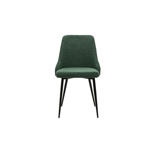Chaises design en tissu effet velours texturé vert foncé et métal noir (lot de 2) CULT