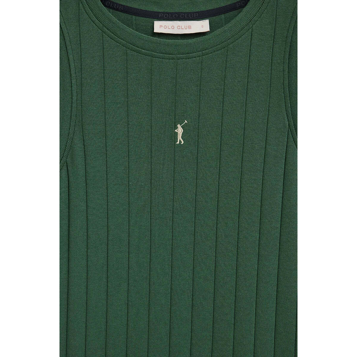 Vestido corto verde botella de canalé con logo Rigby Go