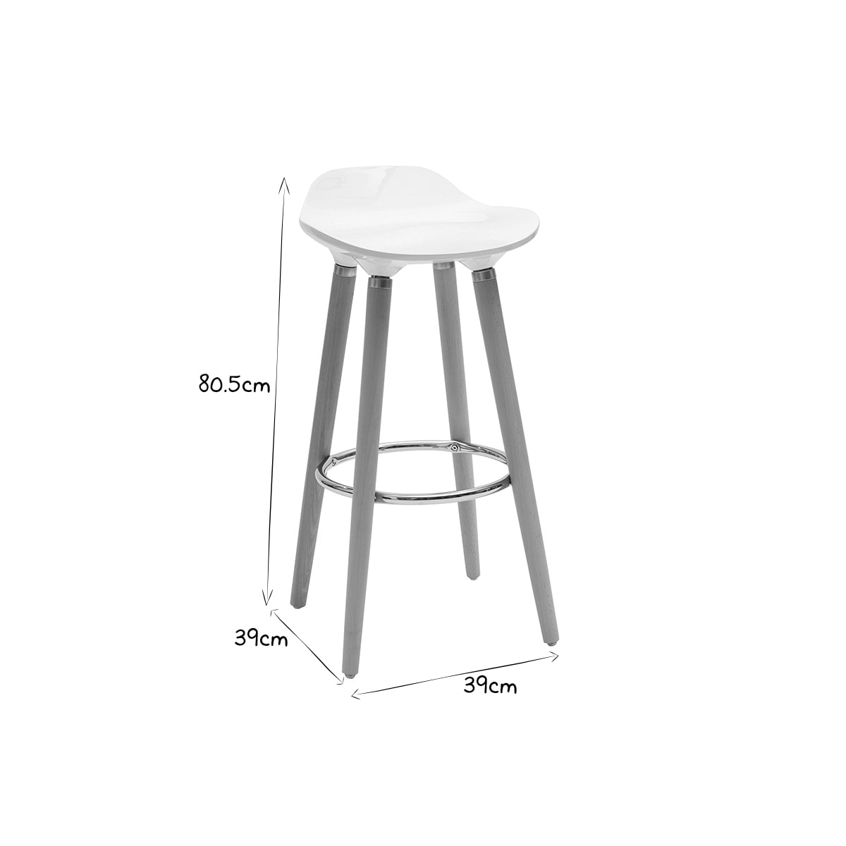 Tabourets de bar scandinaves blancs (lot de 2) GILDA