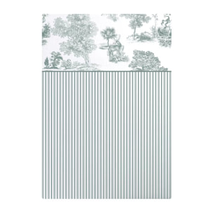 Drap plat percale de coton imprimé vert Poesie verde