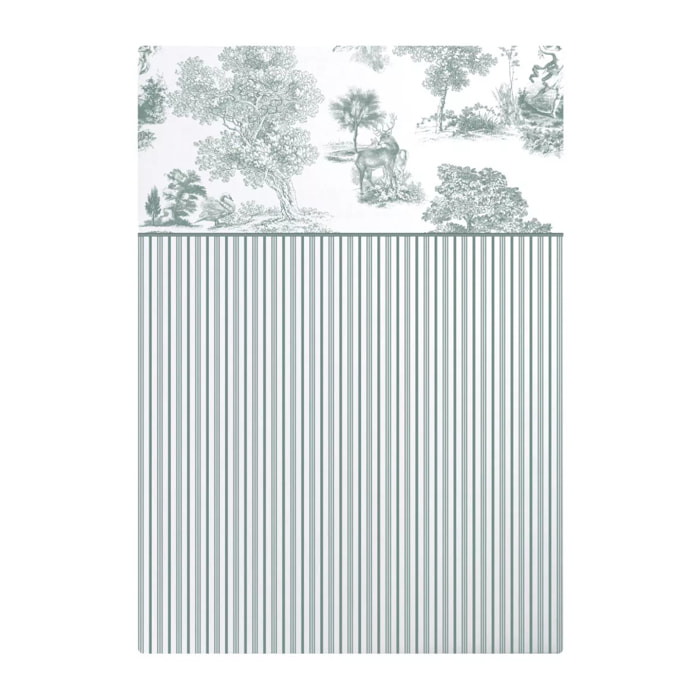 Drap plat percale de coton imprimé vert Poesie verde