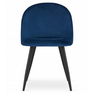 Set di 3 sedie imbottite Bello in velluto blu e metallo