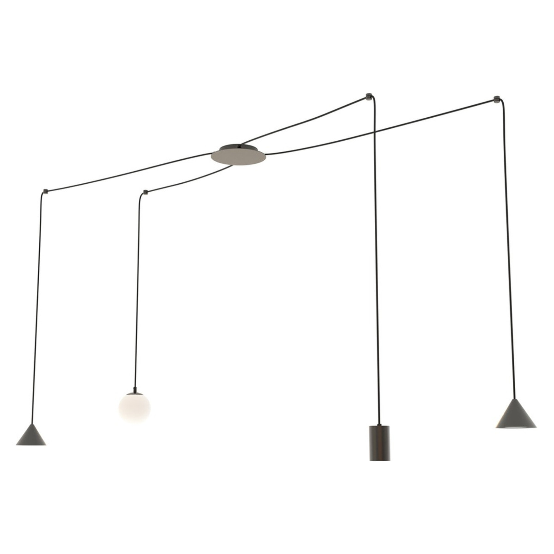 Lampada a sospensione Fuji in acciaio nero
