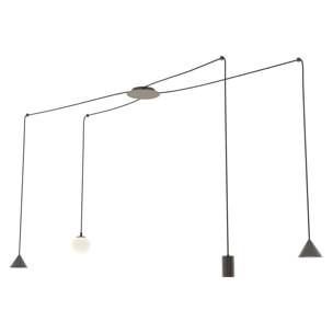 Lampada a sospensione Fuji in acciaio nero