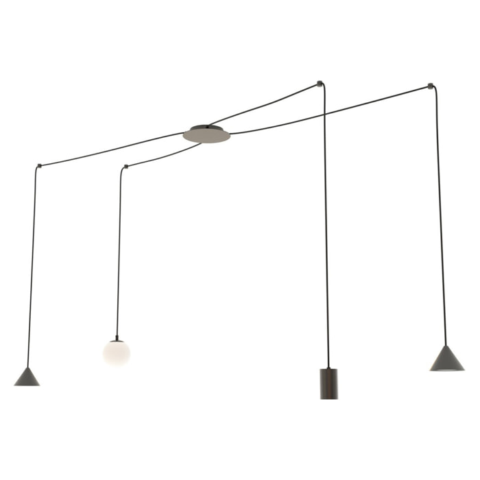 Lampada a sospensione Fuji in acciaio nero