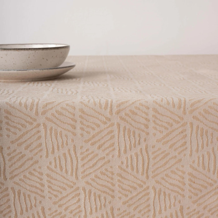 Nappe anti-taches jacquard Bacoli 31990C Beige