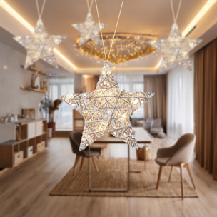 estrella decorativa luminosa con 10 luces led con purpurina 30x8x30cm