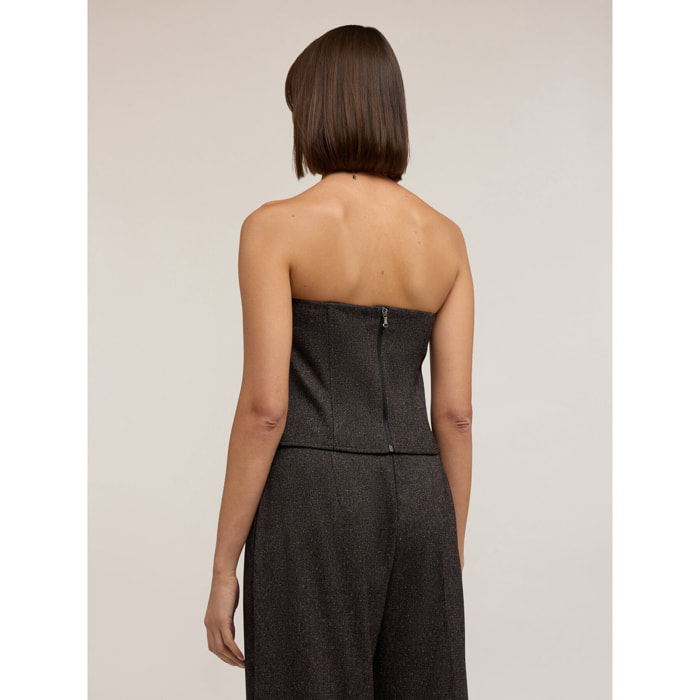 Motivi - Top bustier in poliviscosa tinto filo - Grigio